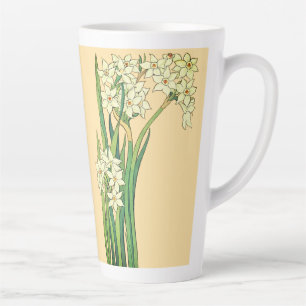 Tasse de Latte Fleurs de Narcisse Art Nouveau