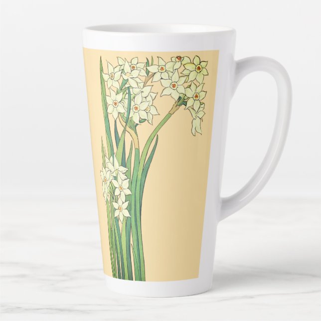 Tasse de Latte Fleurs de Narcisse Art Nouveau (Droite)