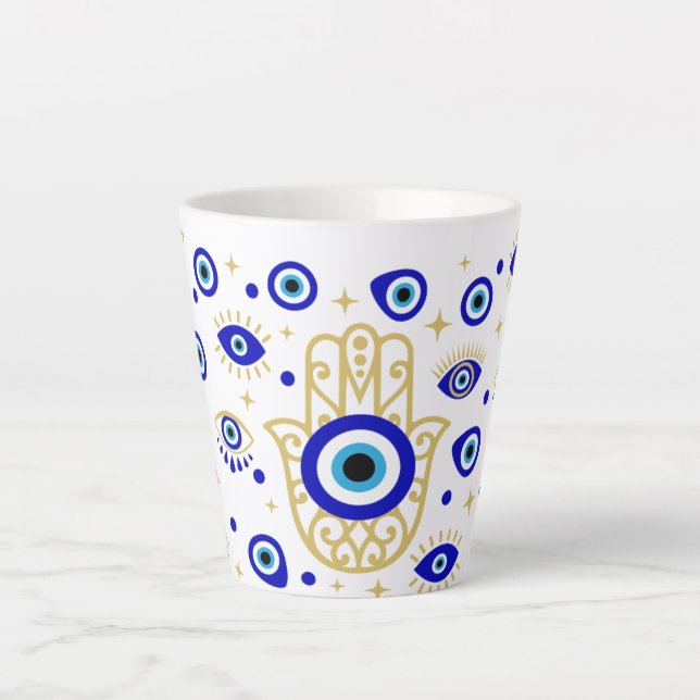 Tasse de latte Hamsa Evil Eye (Devant)