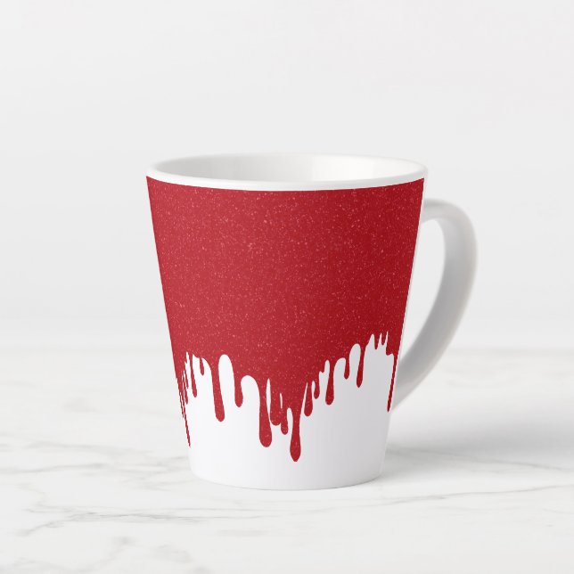 Tasse de latte rouge tomate blanc personnalisable  (Angle droit)