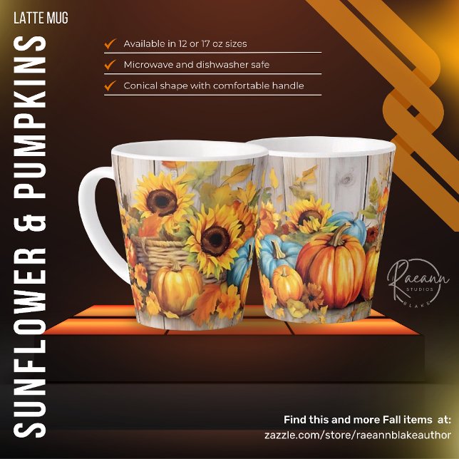 Tasse de Latte Tournesols Chauds et Citrouilles (Créateur téléchargé)
