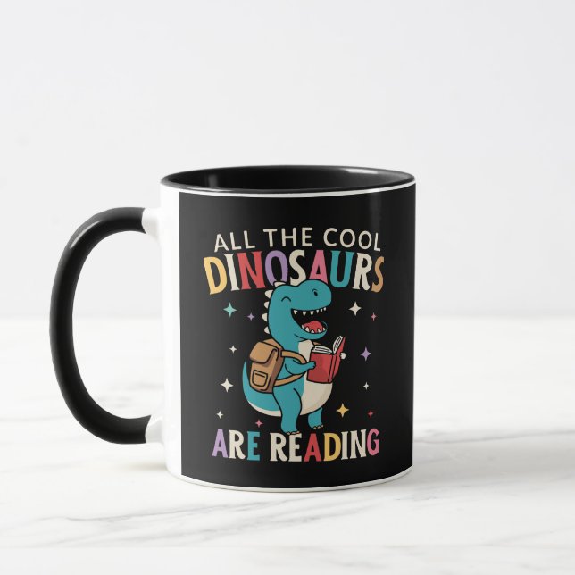 Tasse de lecture T-Rex mignonne - Art de tous les  (Gauche)
