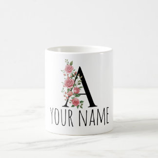 Tasse de lettre monogramme de fleur de naissance N