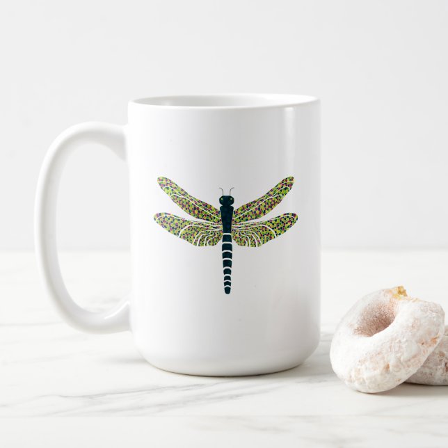 Tasse de libellule et de fleur de Sun de mandala (Avec donut)