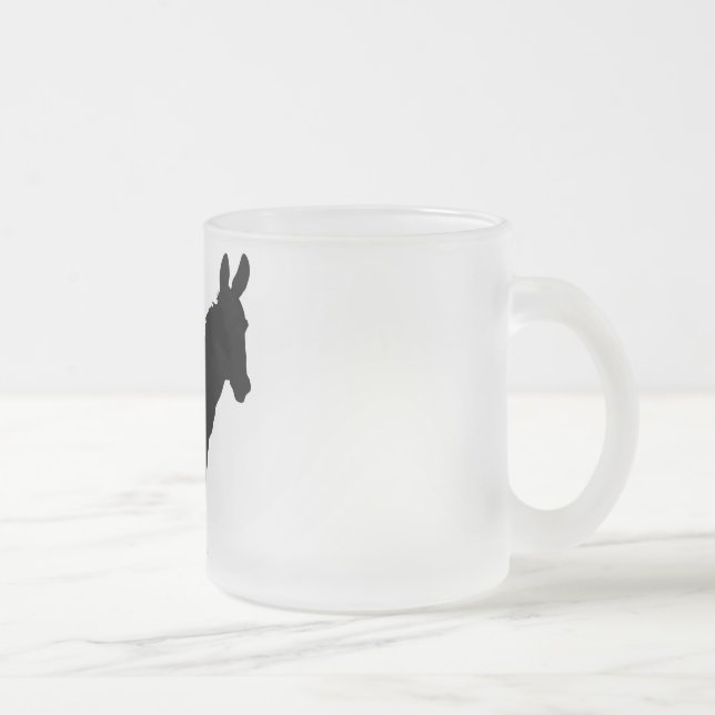 Tasse de logo d'âne en verre givré PERSONNALISÉE (Droit)