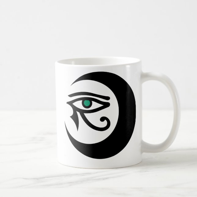 Tasse de logo de LunaSees (noir avec l'iris de (Droite)