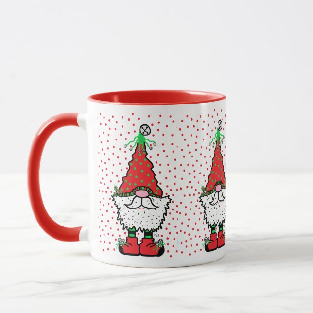 Tasse de lutin de Noël avec accents ROUGES (Gauche)