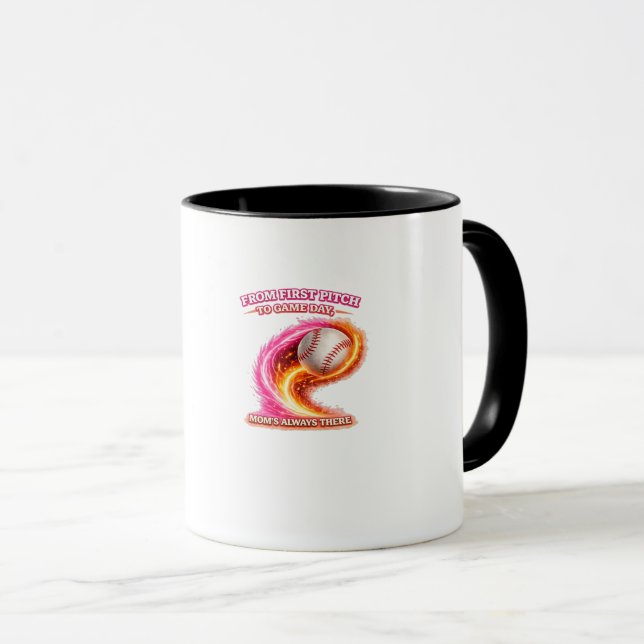 Tasse de Maman de Baseball – Du premier lancer au  (Devant droit)