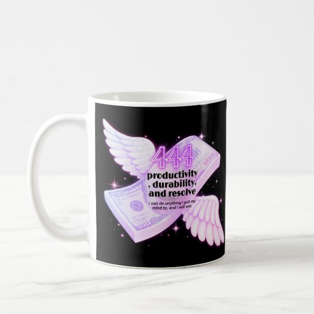 Tasse de manifestation d'argent Ange numéro 444  (Gauche)