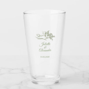 Tasse de mariage en verre Toile de Jouy Sage avec