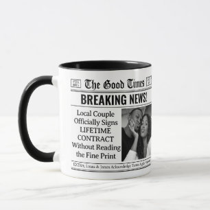 Tasse de mariage personnalisée, journal cadeau de