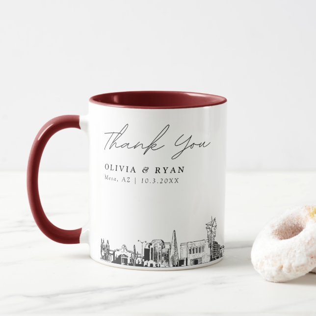 Tasse de mariage personnalisée simple croquis de l (Avec donut)