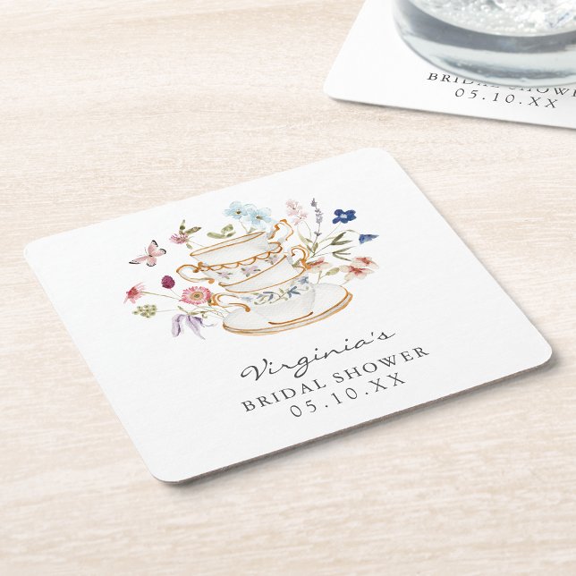 Tasse de mariage sous-verre (Tea Bridal Shower Coaster by Painted Paperie
)