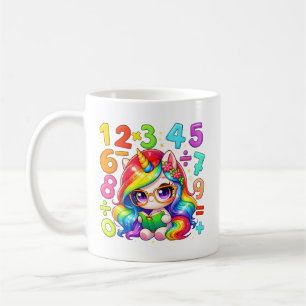 Tasse de maths avec des nombres de licorne mignonn