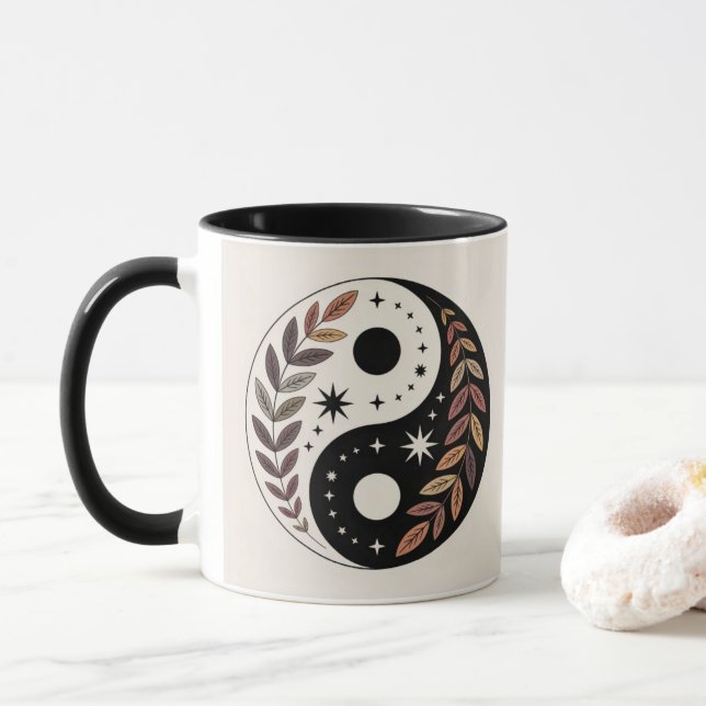 Tasse de méditation étoiles plante Yin Yang (Avec donut)