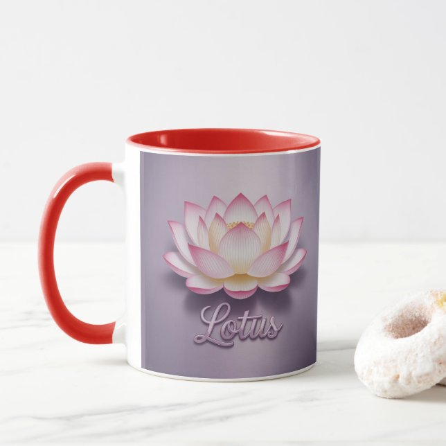 Tasse de méditation Fleur de Lotus Rouge (Avec donut)