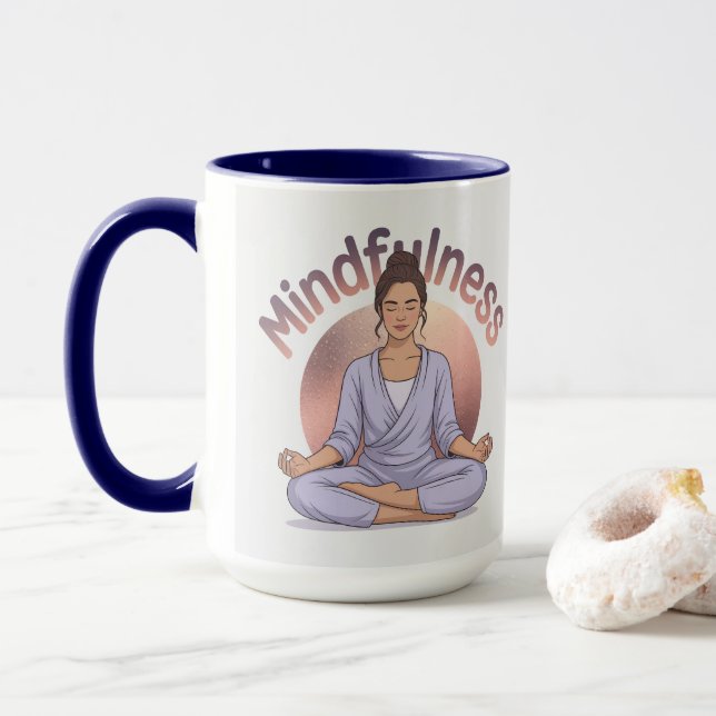 Tasse de méditation pleine conscience bleu marine (Avec donut)