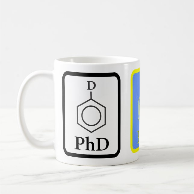 Tasse de molécule de PhD de bleu et d'or (Gauche)