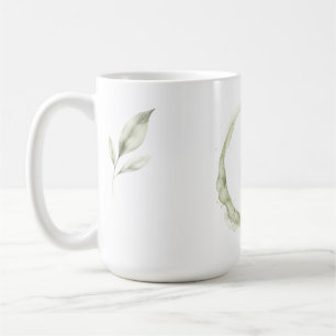 Tasse de monogramme à aquarelle vert sauge nom per