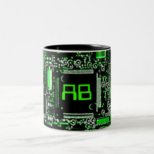 Tasse de monogramme du vert 2 de circuit