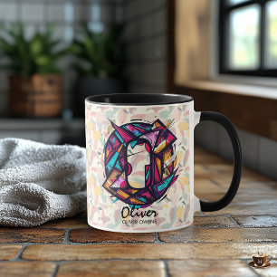 Tasse de monogramme géométrique vibrant - O pour O