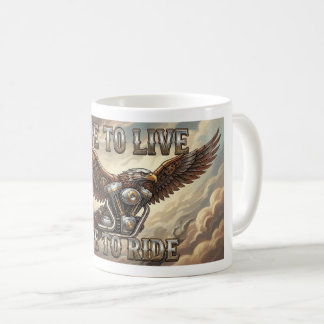 Tasse de motard « Ride to Live ». Aigle et moteur 