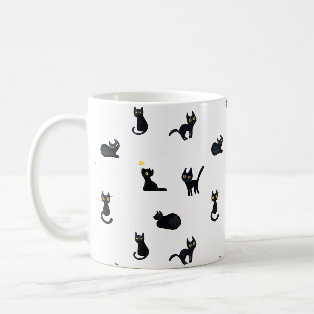 Tasse de motif de chats noirs (Gauche)