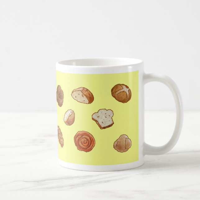 Tasse de motif de pain et de pâtisserie - jaune (Droite)