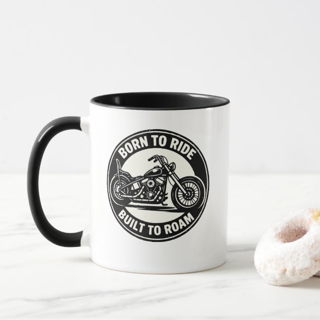 Tasse de moto chopper « Né pour rouler, construit  (Avec donut)