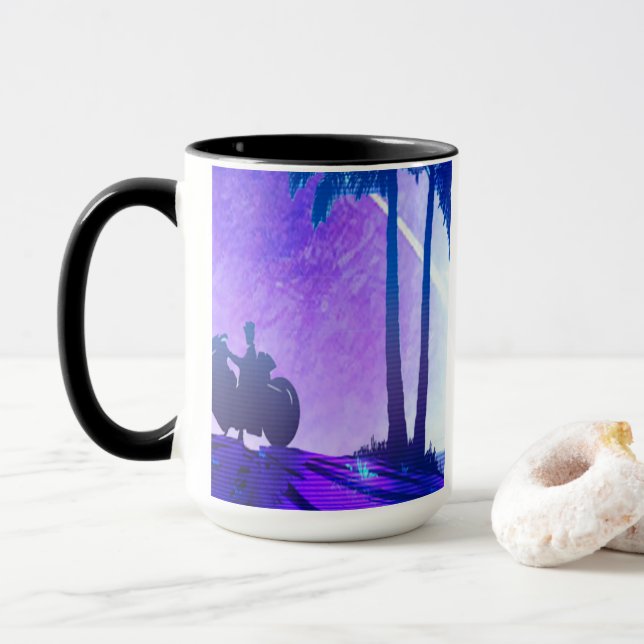 Tasse de moto Synthwave (Avec donut)