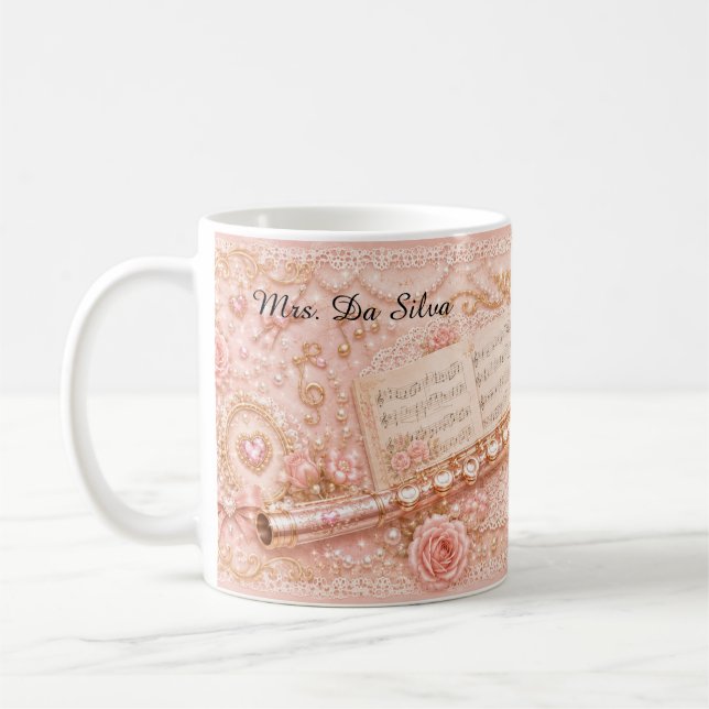Tasse de musique à flûte rose florale (Gauche)