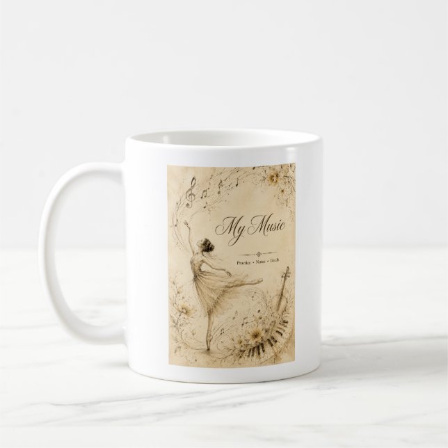 Tasse de musique de ballet vintage modifiable (Gauche)