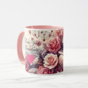 Tasse de musique de piano de l'amour de grand-mère