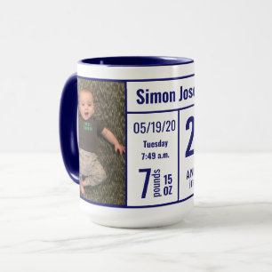Tasse de naissance de bébé garçon bleu minuit avec