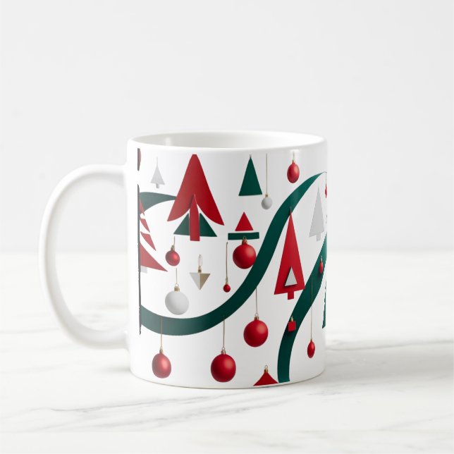 Tasse de Noël à géométrie abstraite moderne (Gauche)