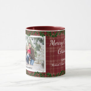 Tasse de Noël à motif carreaux de campagne rouge f