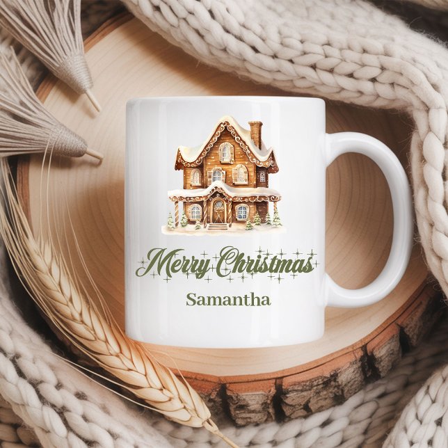 Tasse de Noël à nom personnalisé avec écriture sca (Scandinavian Script Christmas Mug Custom Name)