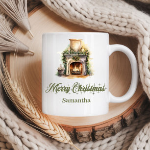Tasse de Noël au nom personnalisé de style neutre
