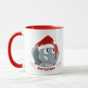 Tasse de Noël avec joli éléphant de dessin animé