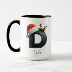 Tasse de Noël avec lettre D   Nom personnalisé pou