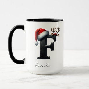 Tasse de Noël avec lettre F   Tasse à nom personna