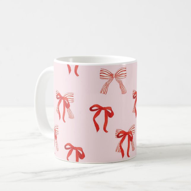 Tasse de Noël avec mignon arc rouge (Devant gauche)