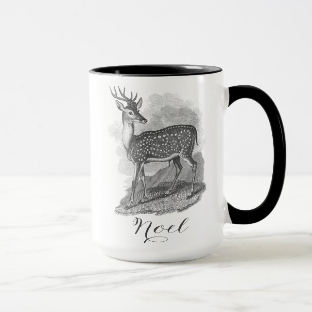 Tasse de Noël avec une belle gravure de cerf antiq (Droite)