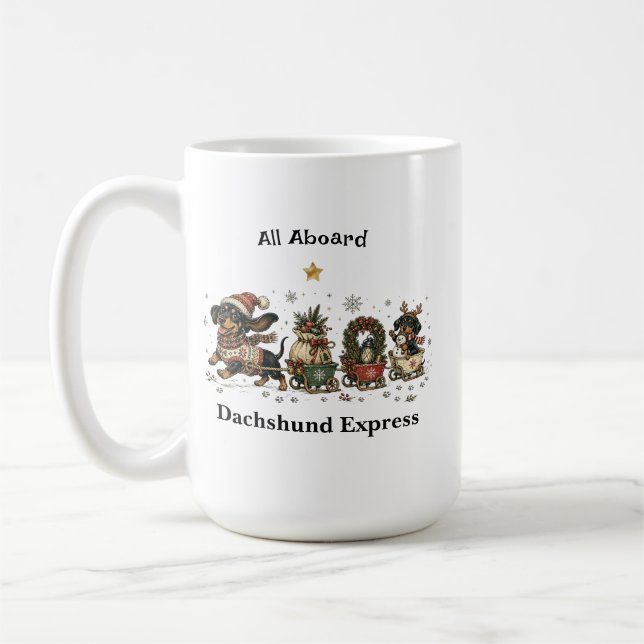 Tasse de Noël Dachshund Express (Gauche)