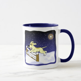 Tasse de Noël de chien d'agilité de bande dessinée