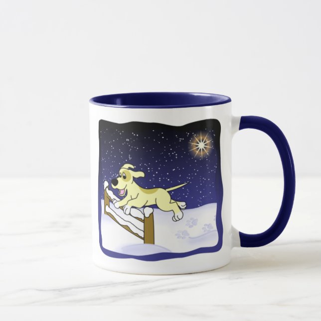 Tasse de Noël de chien d'agilité de bande dessinée (Droite)