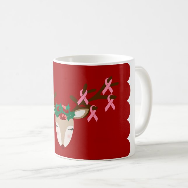 Tasse de Noël de conscience de cancer du sein (Devant droit)