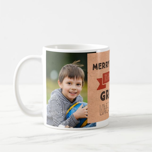 Tasse de Noël de grand-papa de photo de papier (Gauche)