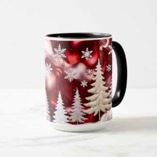 Tasse de Noël de la forêt hivernale flocon de neig