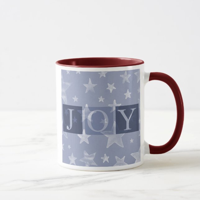 Tasse de Noël d'étoiles bleues de joie (Droite)